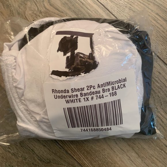 NWT RHONDA SHEAR 2 PIECE ANTIMICROBIAL UNDERWIRE BANDEAU BRA'S BLACK & WHITE - Picture 10 of 12